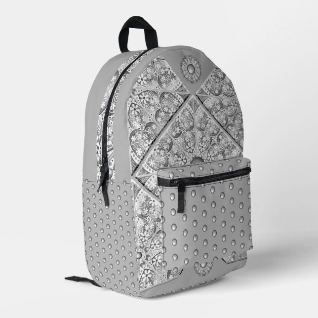 Keramik Grau Bedruckter Rucksack (Rückseitige Ecke links)