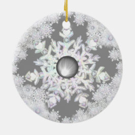 Keramik Grau & Schneeflocke Ornament