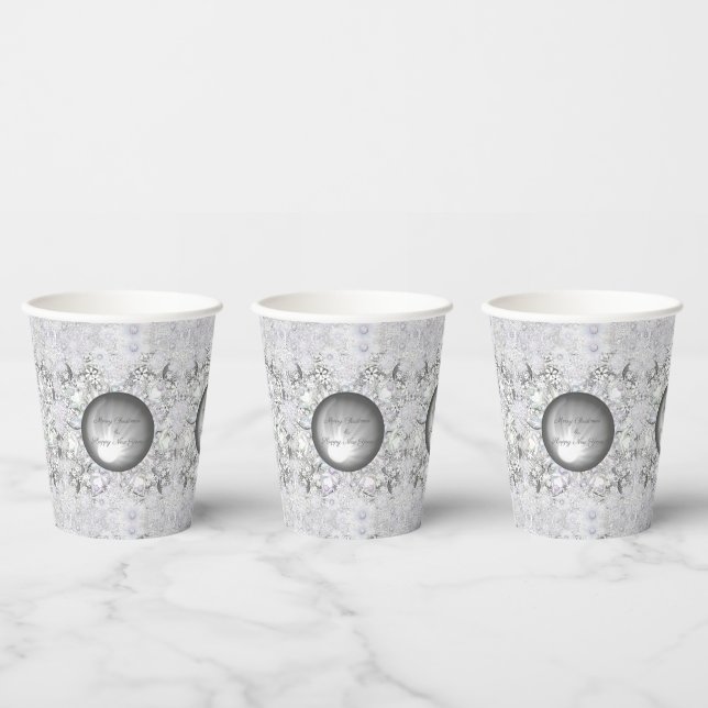 Keramik Grau & Schneeflocke Pappbecher (Multi)
