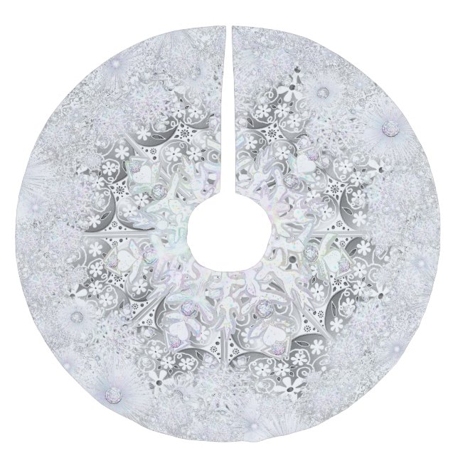 Keramik Grau & Schneeflocke Polyester Weihnachtsbaumdecke (Vorderseite)