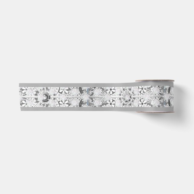Keramik Grau & Schneeflocke Satinband (Vorderseite)