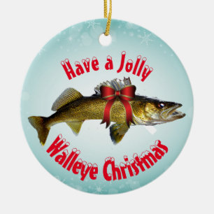 Keramik "Habe einen Jolly Walleye Weihnachten" Ornament