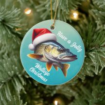Keramik "Habe einen Jolly Walleye Weihnachten"
