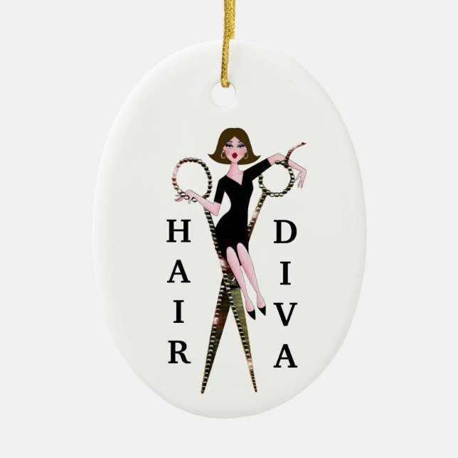 Keramik "Hair Diva" Ornament (Vorne)