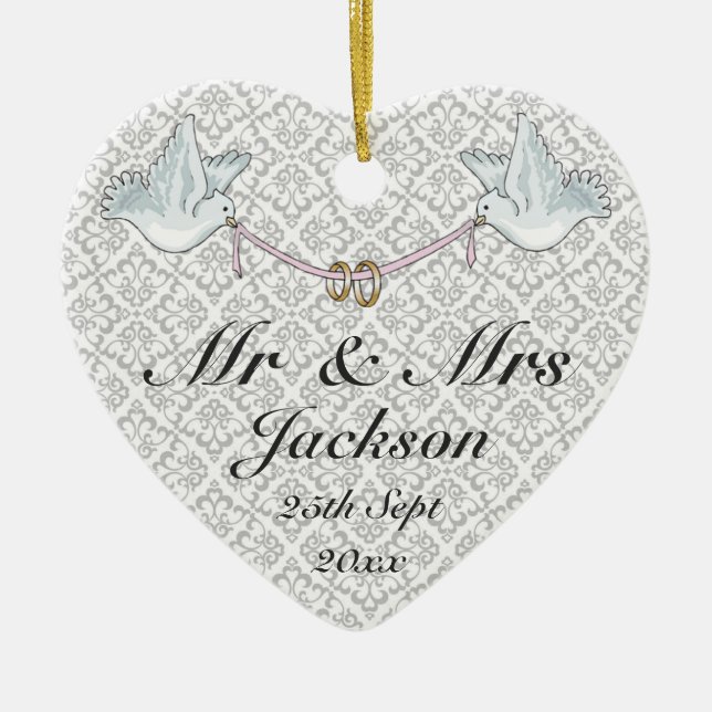 Keramik Heart Ornament - Viel Glück Wedding Charm  (Vorne)