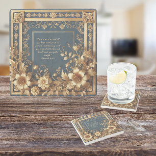 - Keramik "Heirloom Grace Bible Verse" Steinuntersetzer