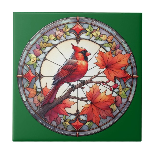 Keramik Herbstvogel Fliese (Vorderseite)