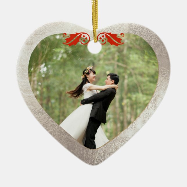 Keramik Herz Imitate Silver+Gold Ornament (Vorne)