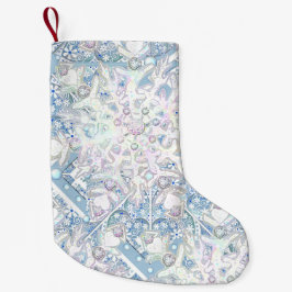 Keramik Himmel blau und Schneeflocke Kleiner Weihnachtsstrumpf