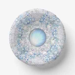Keramik Himmel blau und Schneeflocke Pappteller