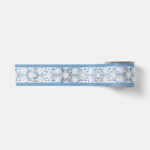Keramik Himmel blau und Schneeflocke Satinband