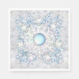 Keramik Himmel blau und Schneeflocke Serviette