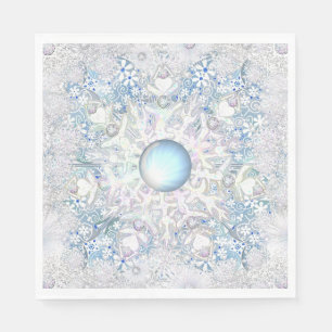 Keramik Himmel blau und Schneeflocke Serviette