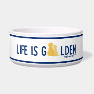 Keramik-Hundeschüssel Life is Golden - Weiß Napf