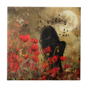 Keramik in Poppies Field Fliese
