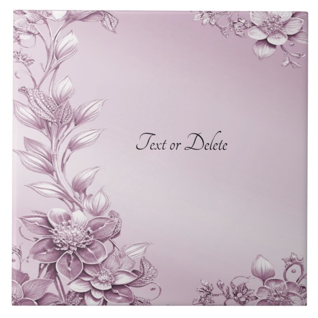 Keramik in rosa Blumenfolie Fliese (Vorderseite)