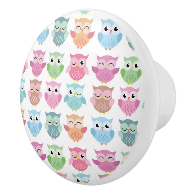 Keramik-Kabinett Griff-Eulen Keramikknauf (Rechts)