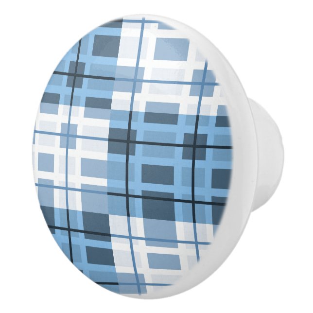 Keramik Kabinett Knob Blue Kariert Keramikknauf (Rechts)
