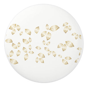 Keramik Kabinett Knob-Gold-Blätter Keramikknauf