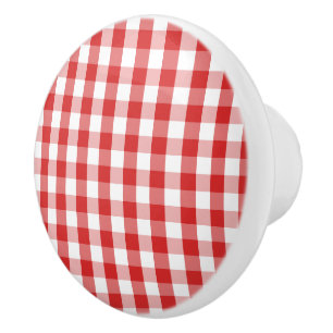 Keramik Kabinett Knob Red Kariert Keramikknauf