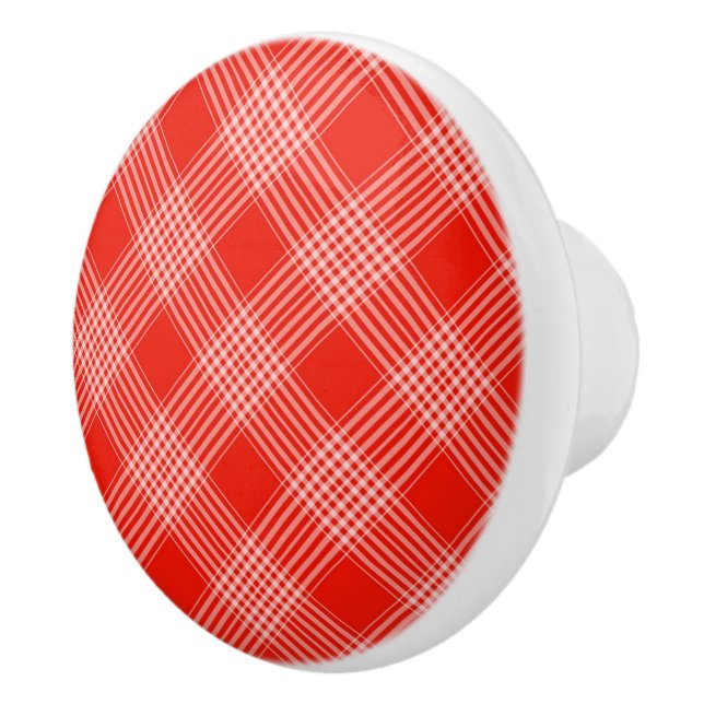Keramik Kabinett Knob Red Kariert Keramikknauf (Rechts)
