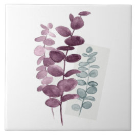 Keramik Kachel-Eukalyptus Wasserfarben Indigofarbe Fliese