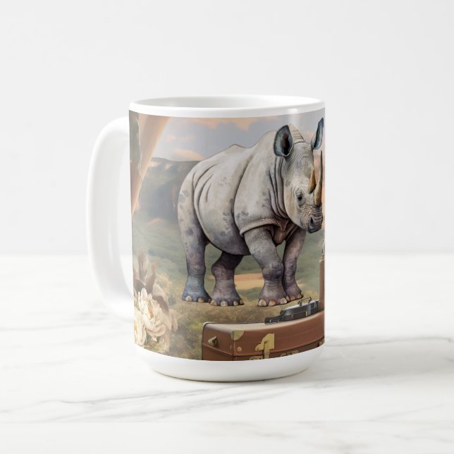 Keramik Kaffee Tasse Vintag Safari (Vorderseite Links)