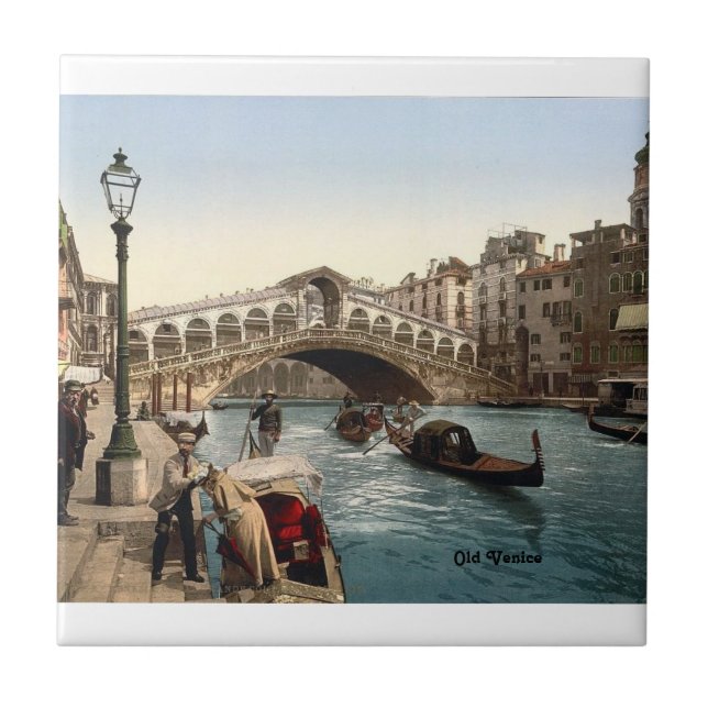 Keramik, klein (4,25" x 4,25") Altes Venedig Fliese (Vorderseite)