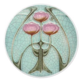 Keramik Knobs - Pink Peonies Art Nouveau Keramikknauf