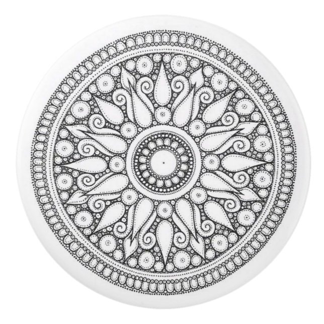 Keramik Knobs - Schwarzweiß-Design Keramikknauf (Vorderseite)