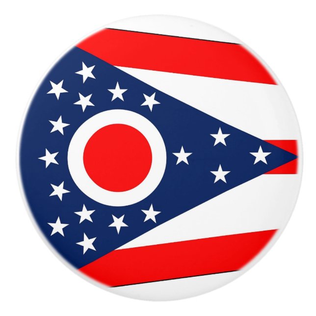 Keramik Knopf ziehen mit der Fahne von Ohio, USA Keramikknauf (Vorderseite)