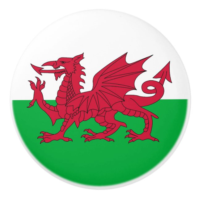 Keramik Knopf ziehen mit der Flagge von Wales, Ver Keramikknauf (Vorderseite)
