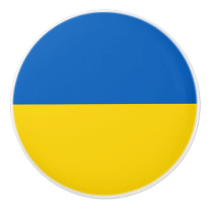 Keramik Knopf ziehen mit Fahne der Ukraine Keramikknauf