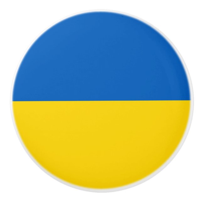 Keramik Knopf ziehen mit Fahne der Ukraine Keramikknauf (Vorderseite)