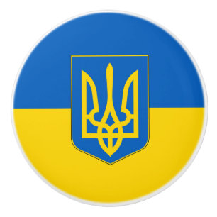 Keramik Knopf ziehen mit Fahne der Ukraine Keramikknauf