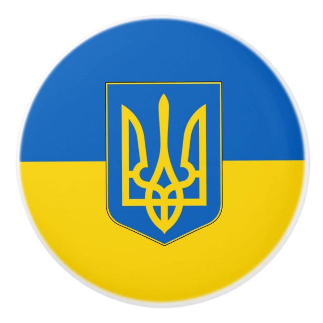 Keramik Knopf ziehen mit Fahne der Ukraine Keramikknauf (Vorderseite)