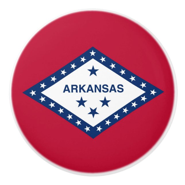 Keramik Knopf ziehen mit Fahne von Arkansas, USA Keramikknauf (Vorderseite)