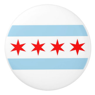 Keramik Knopf ziehen mit Fahne von Chicago City, U Keramikknauf
