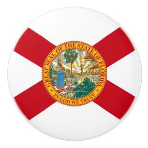 Keramik Knopf ziehen mit Fahne von Florida, USA Keramikknauf