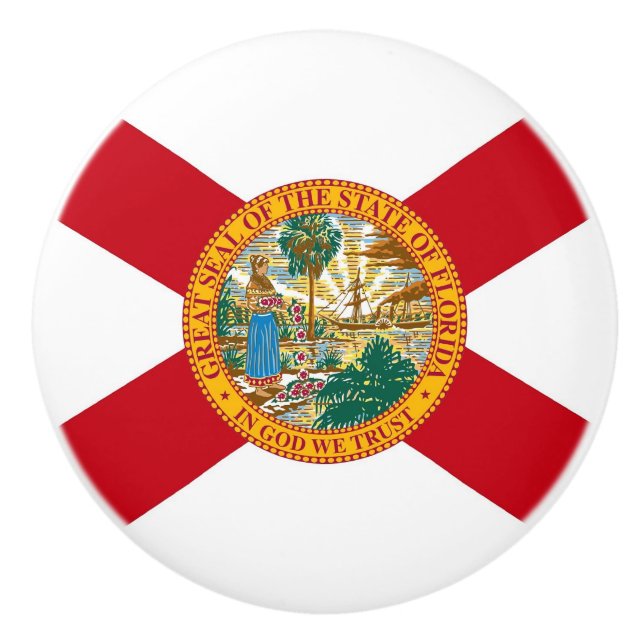Keramik Knopf ziehen mit Fahne von Florida, USA Keramikknauf (Vorderseite)