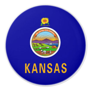 Keramik Knopf ziehen mit Fahne von Kansas Staat, U Keramikknauf
