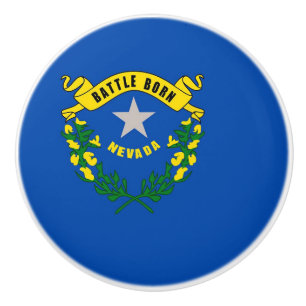 Keramik Knopf ziehen mit Fahne von Nevada, USA Keramikknauf