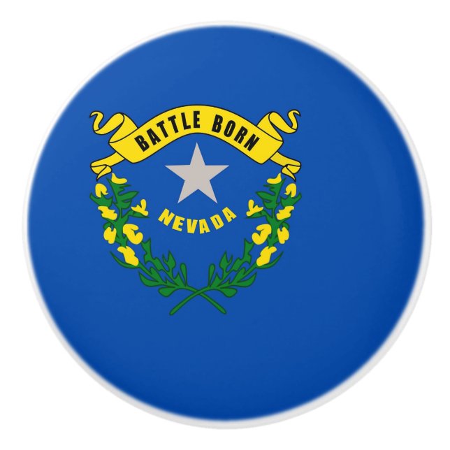 Keramik Knopf ziehen mit Fahne von Nevada, USA Keramikknauf (Vorderseite)