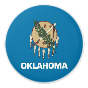 Keramik Knopf ziehen mit Fahne von Oklahoma, USA Keramikknauf