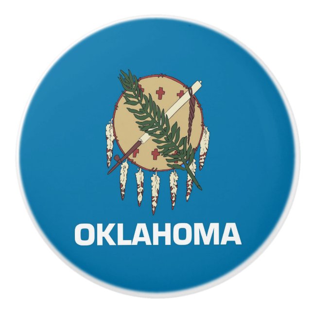 Keramik Knopf ziehen mit Fahne von Oklahoma, USA Keramikknauf (Vorderseite)