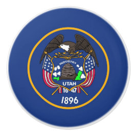 Keramik Knopf ziehen mit Fahne von Utah Staat, USA Keramikknauf