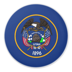 Keramik Knopf ziehen mit Fahne von Utah Staat, USA Keramikknauf