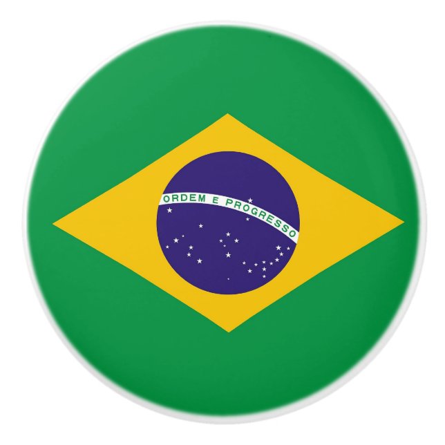 Keramik Knopf ziehen mit Flagge Brasiliens Keramikknauf (Vorderseite)