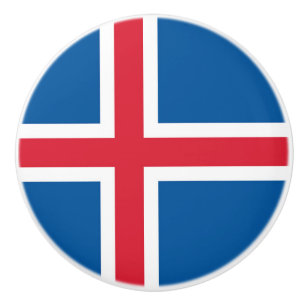 Keramik Knopf ziehen mit Flagge von Island Keramikknauf