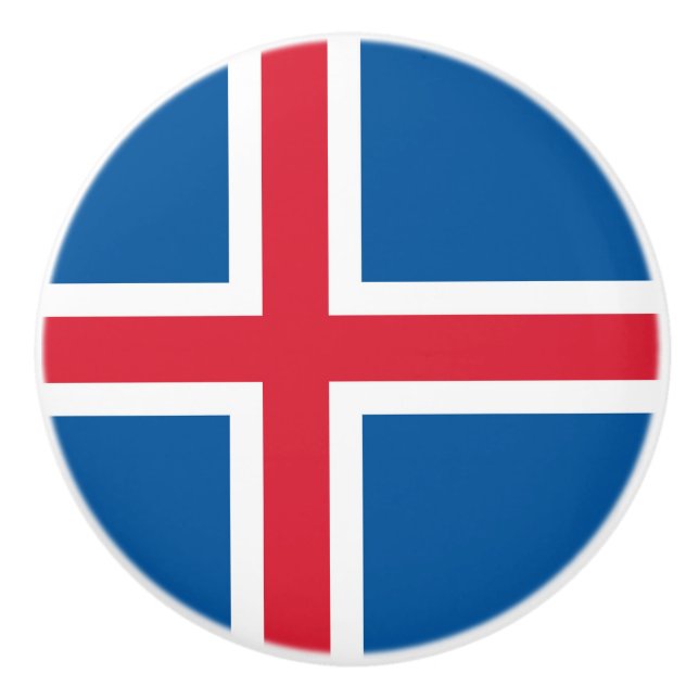 Keramik Knopf ziehen mit Flagge von Island Keramikknauf (Vorderseite)